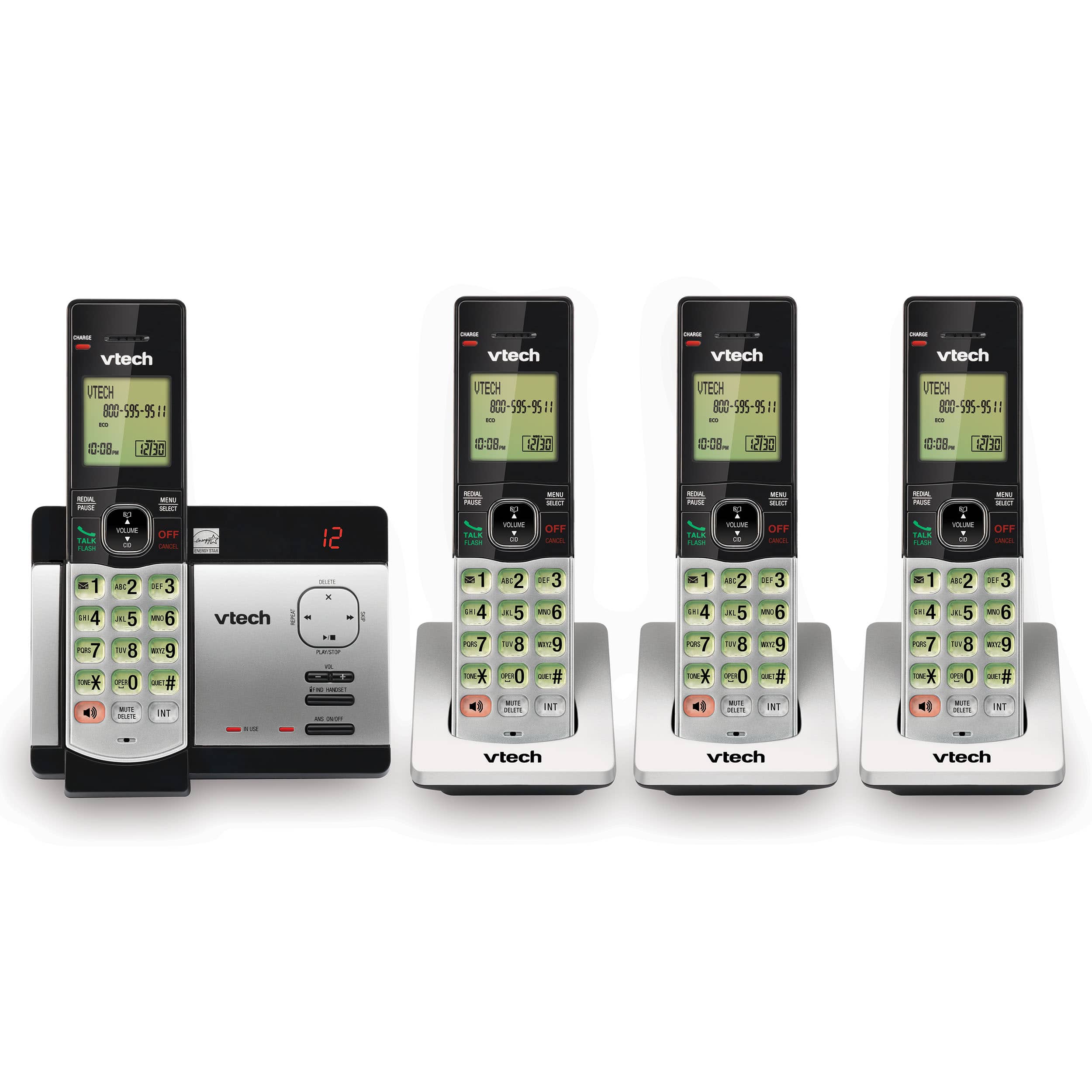Systeme telephonique sans fil a 4 combine(s) avec identification de l'appelant et appel en attente