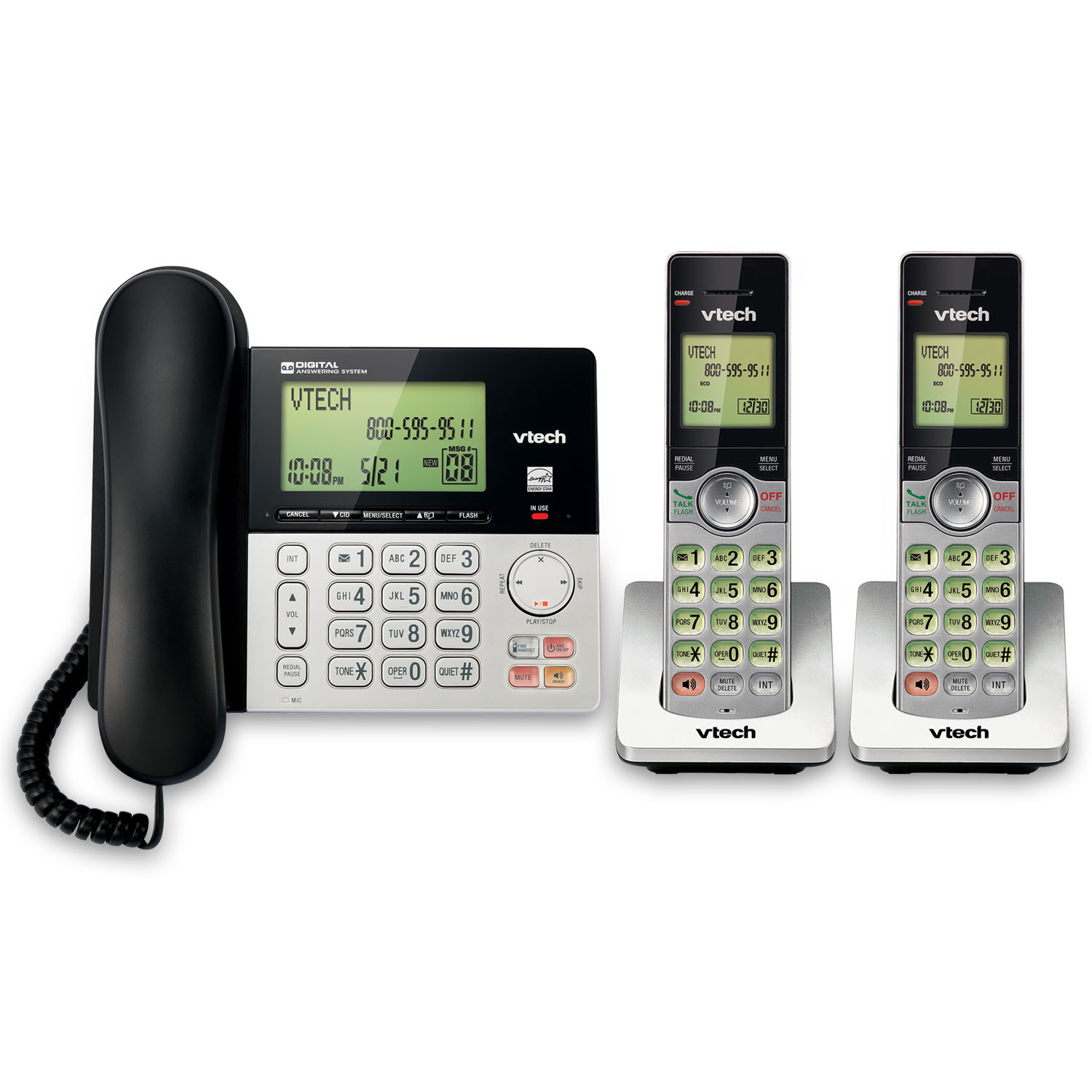 2 Handset Corded/Cordless Answering System with Caller ID/Call Waiting