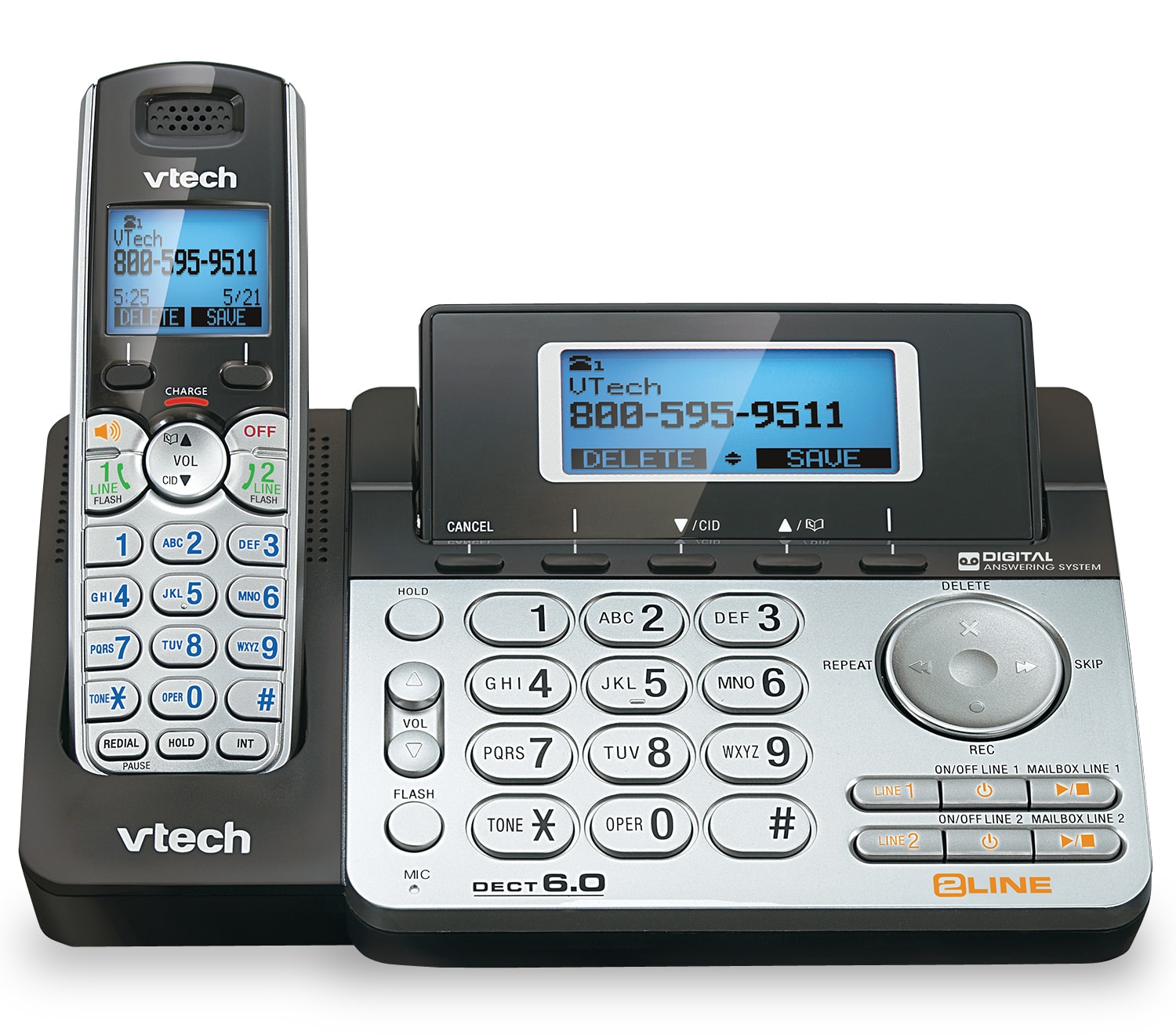 2-Line Answering System with Dual Caller ID/Call Waiting