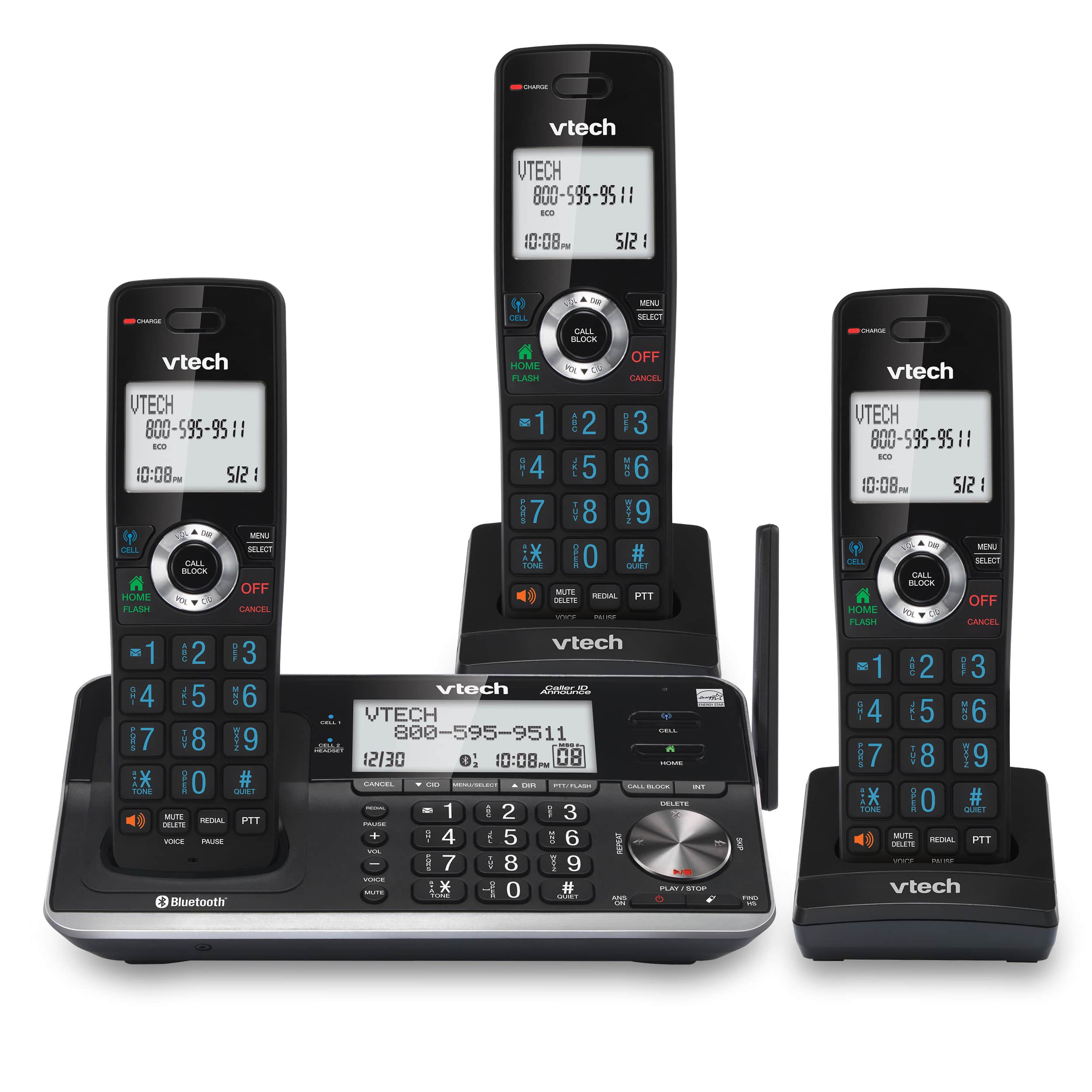 3-Handset Cordless Phone with Unsurpassed Range, Bluetooth Connect to Cell, Smart Call Blocker and Answering System, IS7256-3