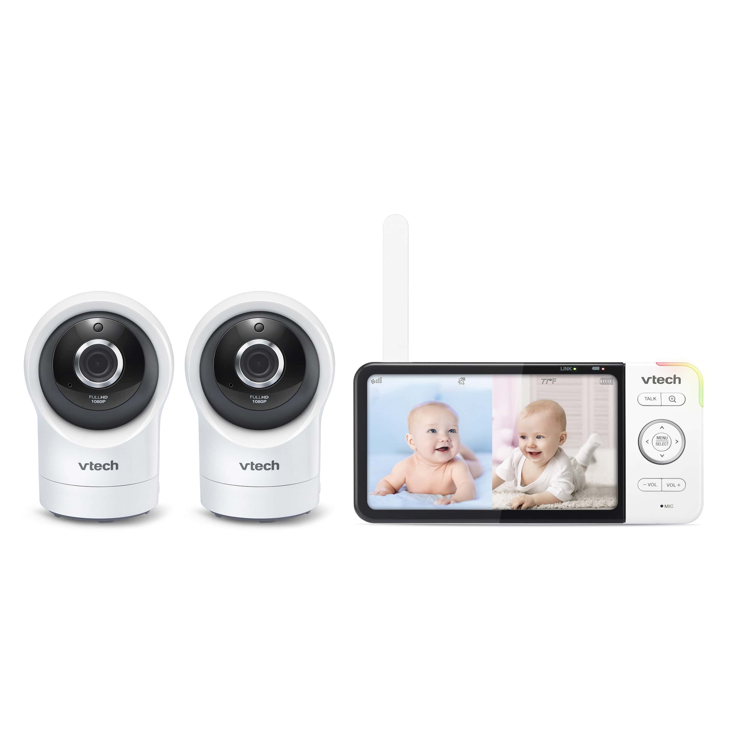Wi-Fi Remote Access 2 Camera Video Baby Monitor with 5" display and 1080p HD 360 degree Panoramic Viewing Pan & Tilt Camera