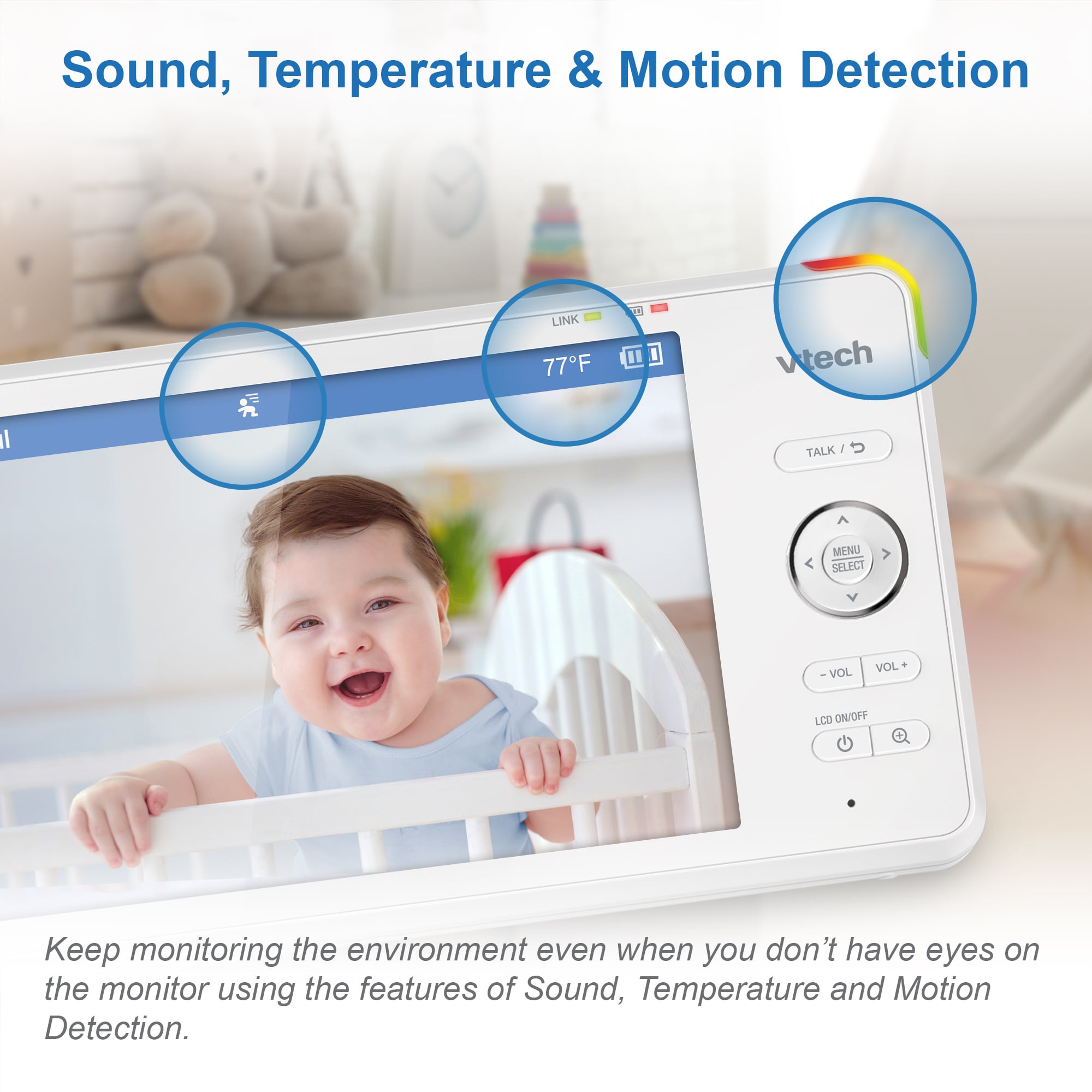 Moniteur bébé avec caméra et audio, 5 720P HD vidéo bébé moniteur