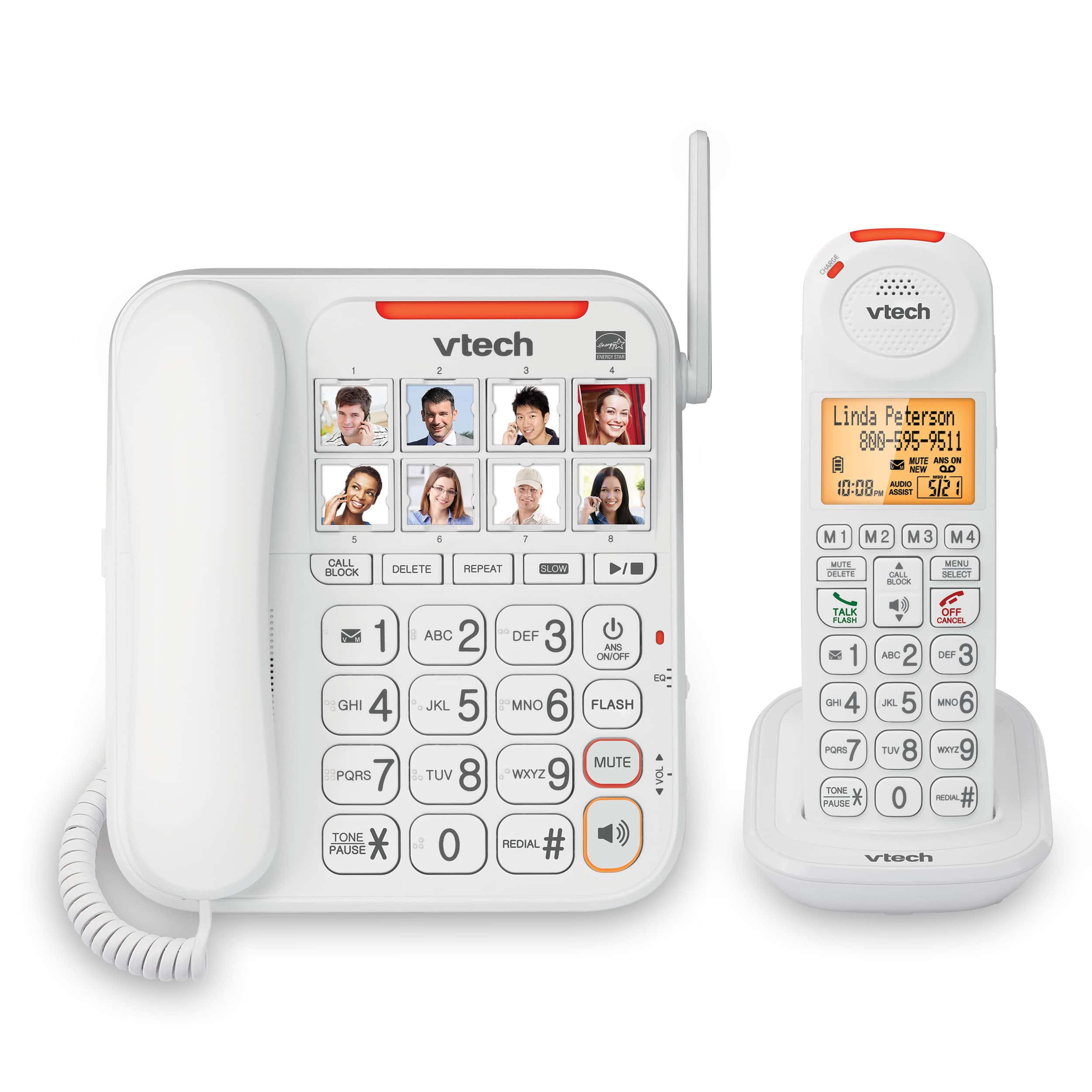 Amplified Corded/Cordless Phone with Answering System, Big Buttons, Extra-Loud Ringer & Smart Call Blocker