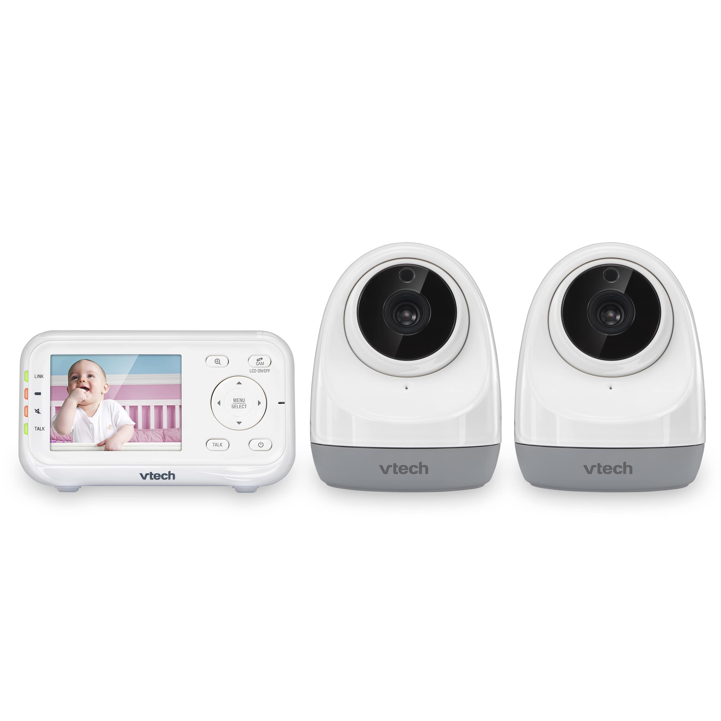 2.8" Digital Video Baby Monitor with 2 Pan & Tilt Cameras, Full-Color and Automatic Night Vision