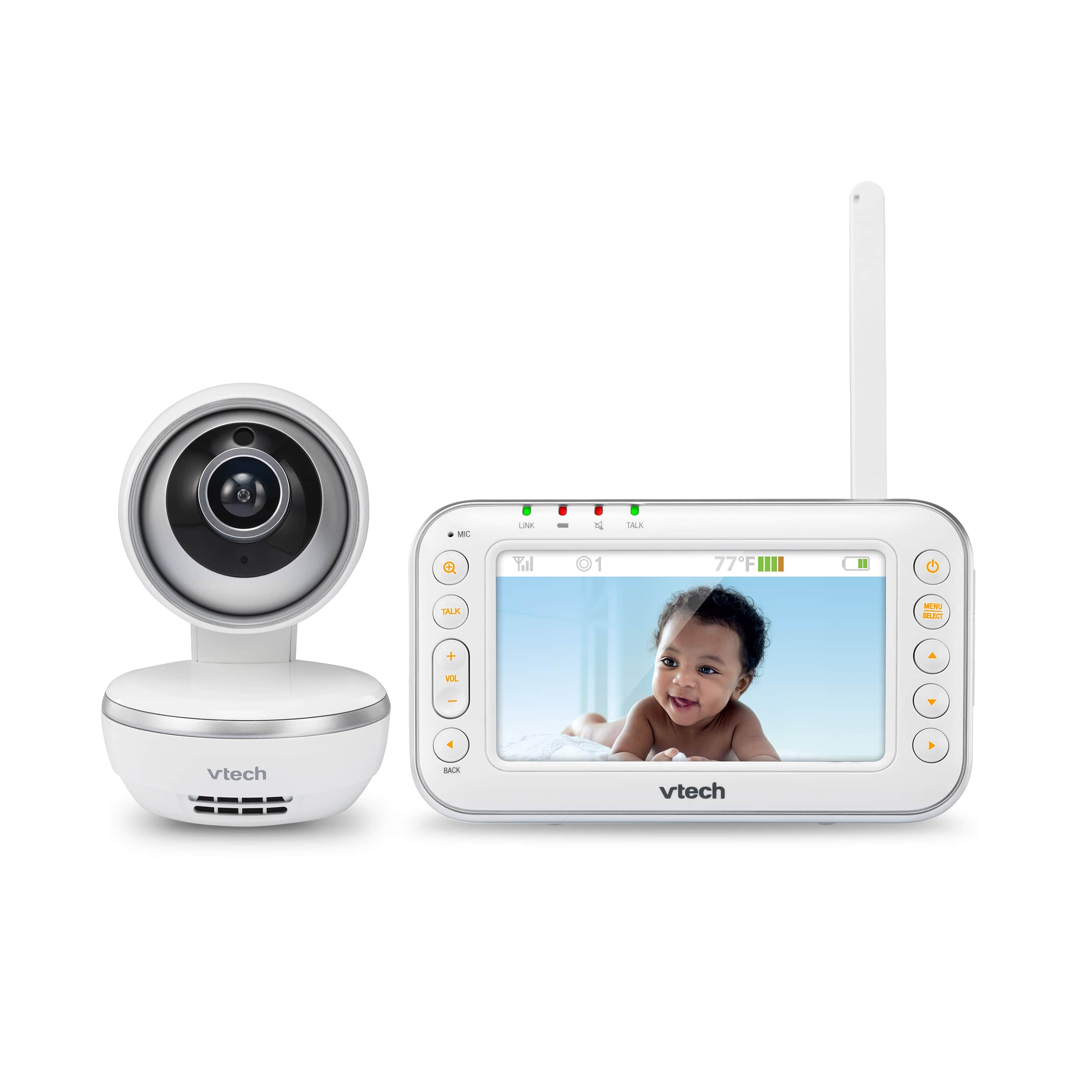 4.3" Digital Video Baby Monitor with Pan & Tilt Camera, Wide-Angle Lens and Standard Lens