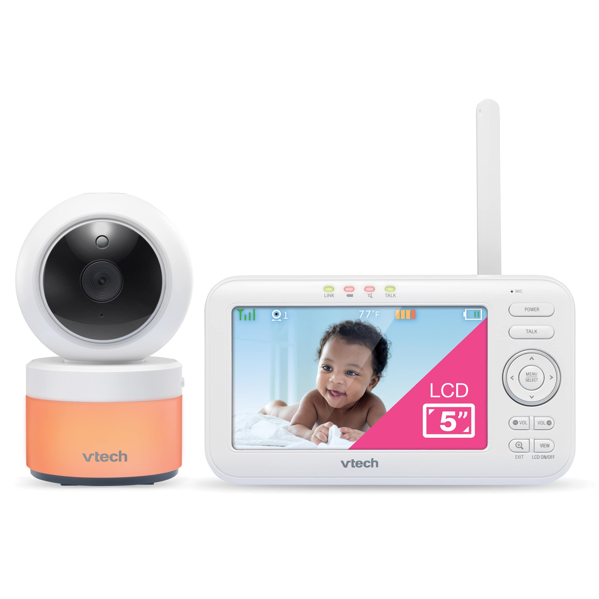 5" Digital Video Baby Monitor with Pan & Tilt Camera, Glow-on-the-ceiling light and Night Light