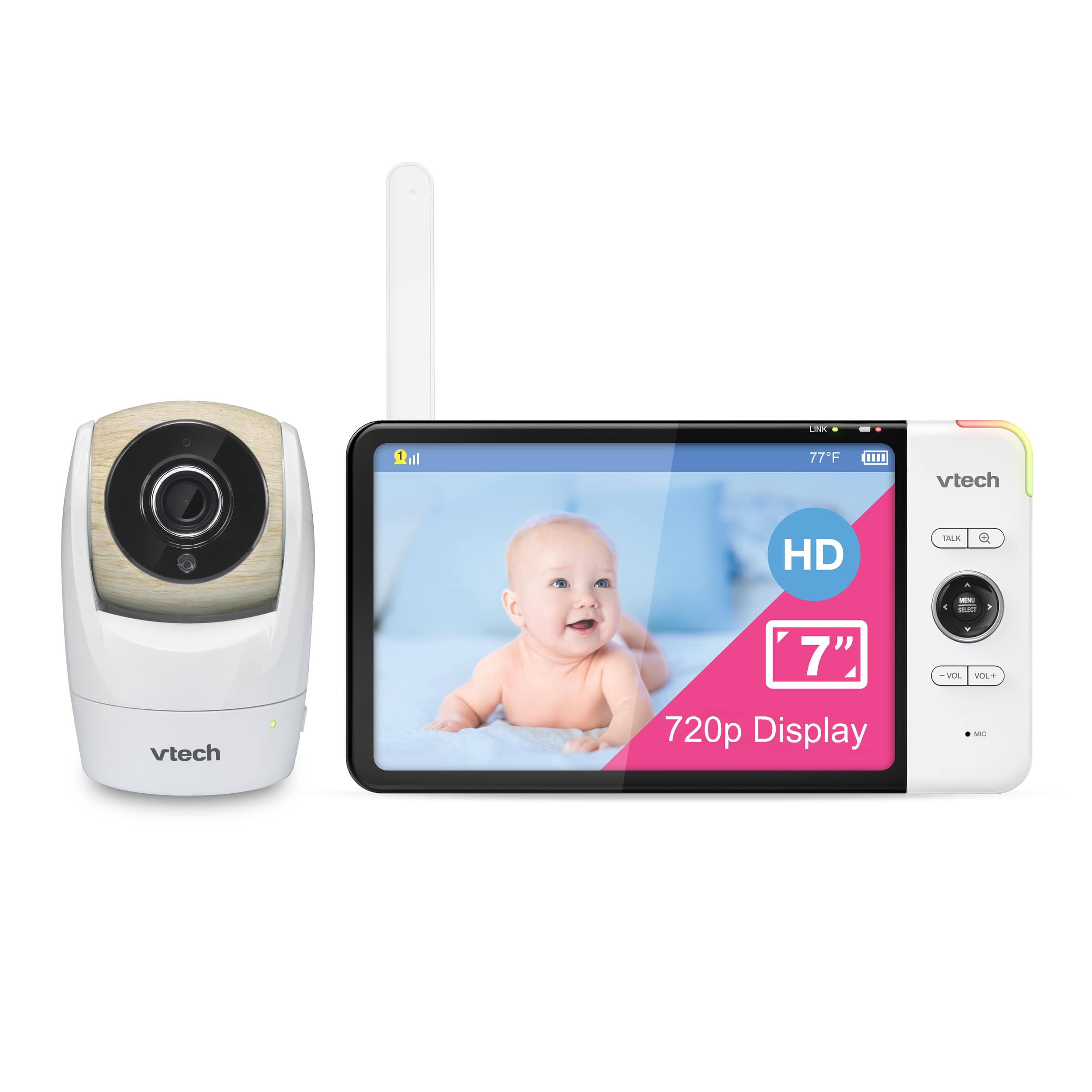 Video Baby Monitor with 7" High Definition 720p Display, 360 degree Panoramic Viewing Pan & Tilt HD Camera